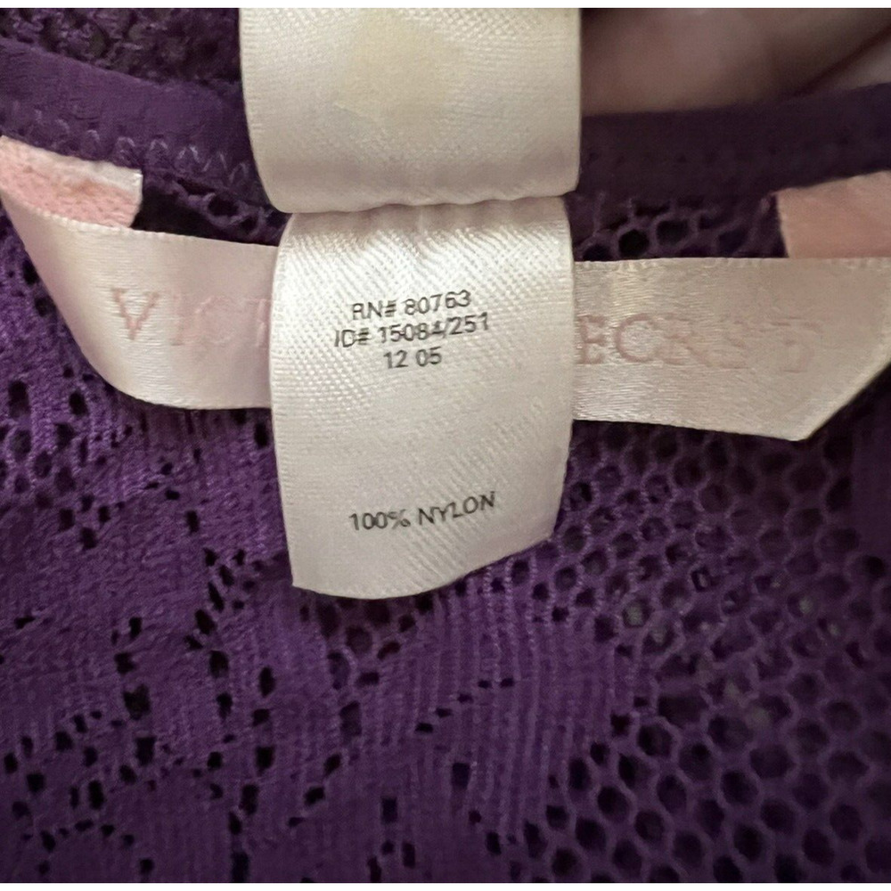 🌵 Victoria's Secret Purple Floral Lace Short Bodycon Nightie Nightgown Y2K - M - Picture 8 of 8